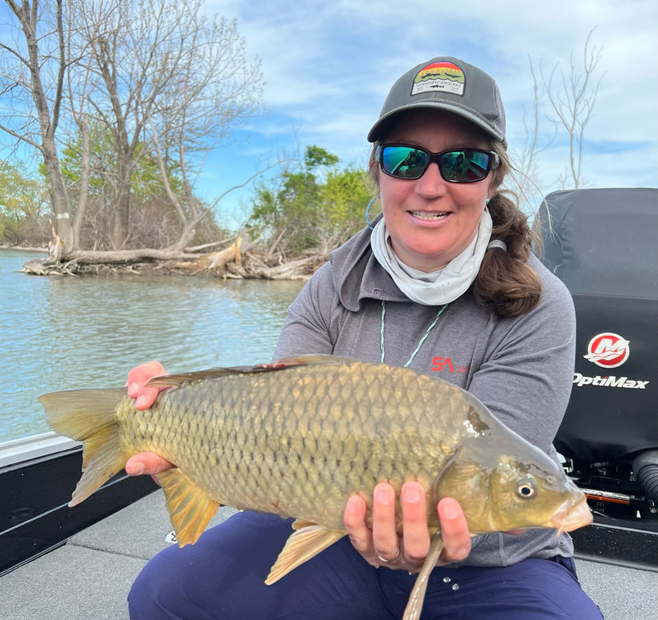Lake Erie Carp caught on the fly by Alice Owsley with Jeff Liskay