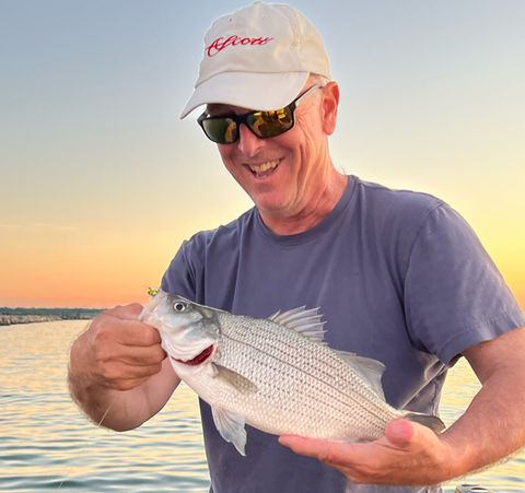 White Bass caught fly fishing off Cleveland Harbor.