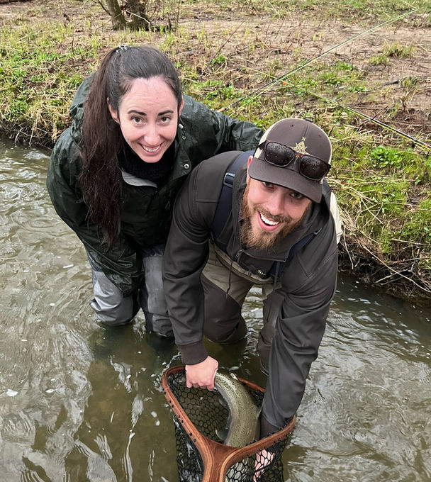 Couples fly fishing with Jeff Liskay