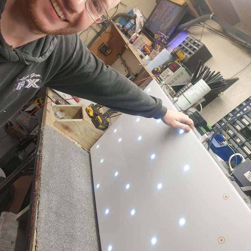 Dance floor electrical repair close up