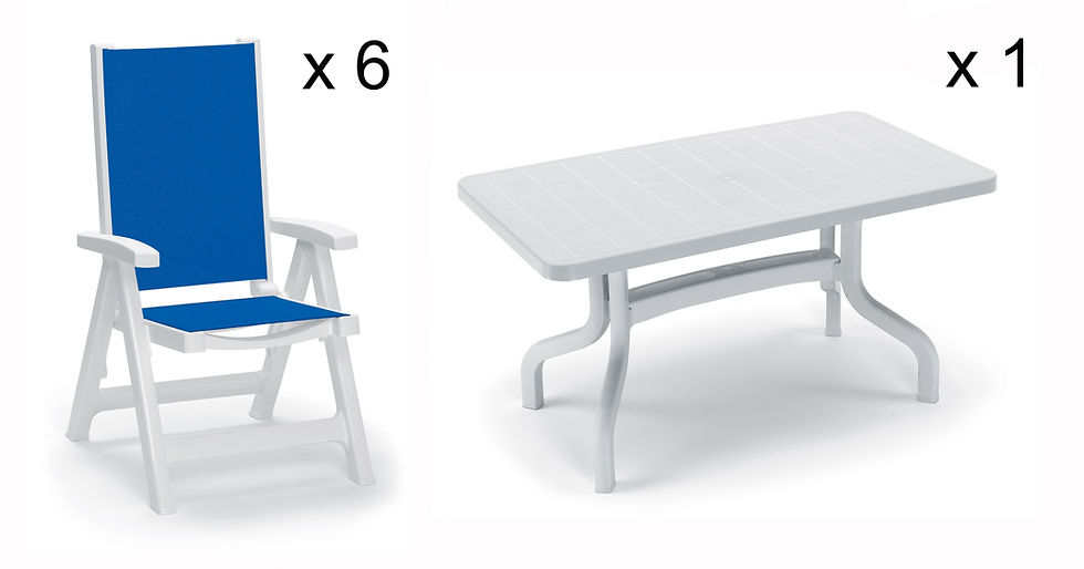 Thumbnail: Esmeralda/140 Ribalto Folding 6 Seater Textilene Resin Outdoor Dining Set