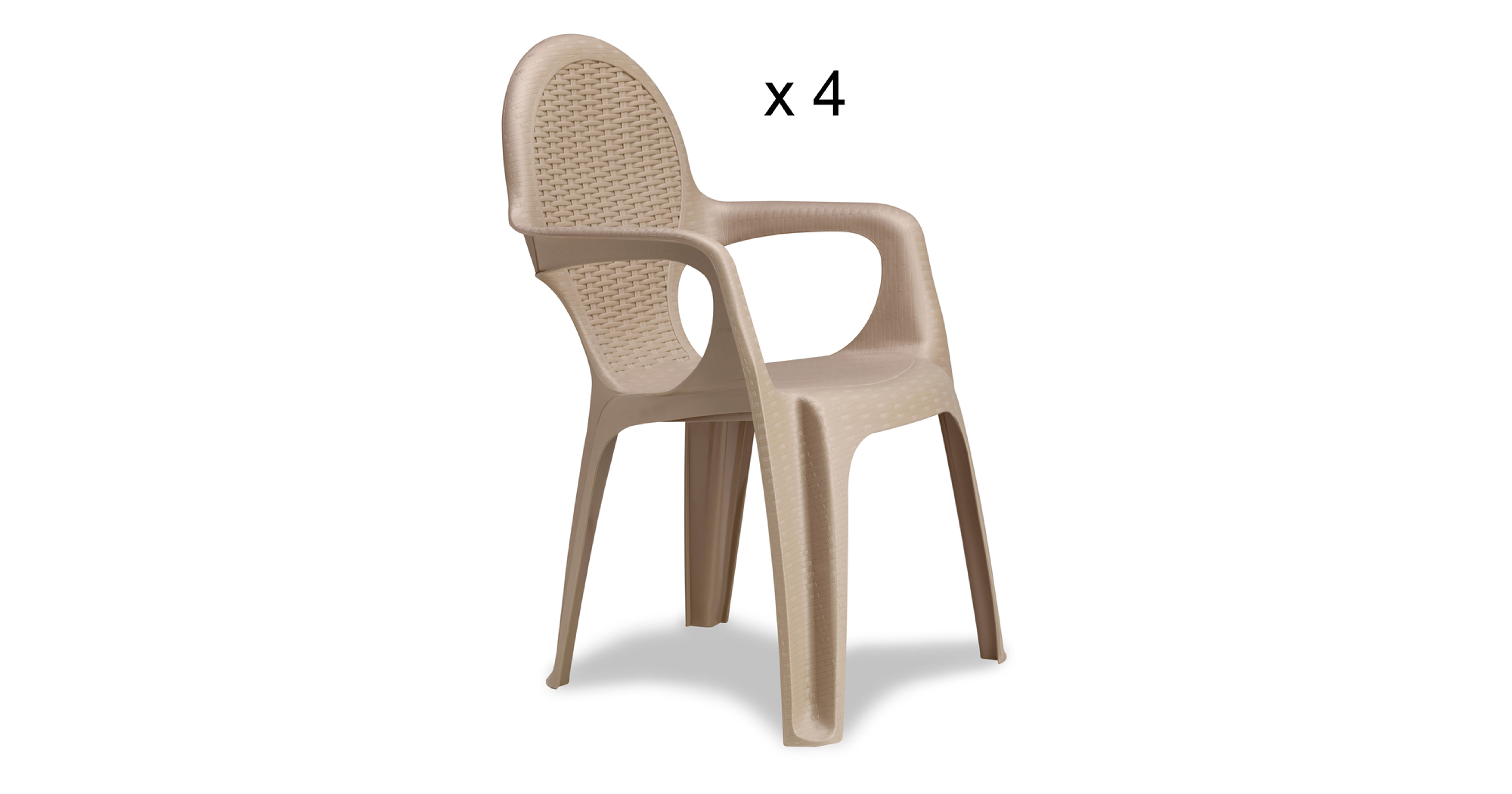 4 x Intrecciata High Back Stacking Outdoor Resin Armchair