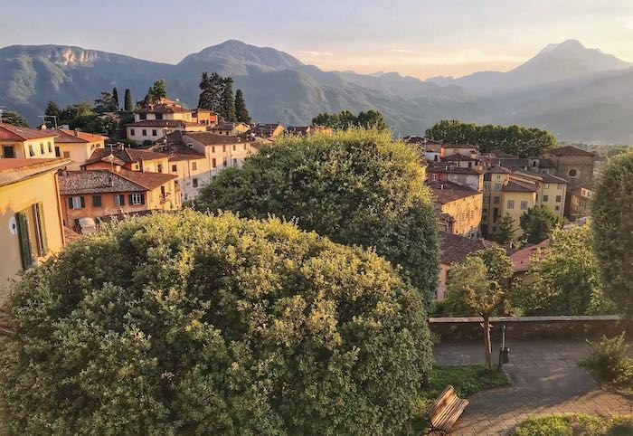 italian mountain village at sunset