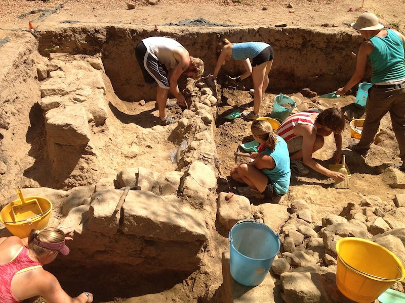 excavating an ancient etruscan site in Mugello, Tuscany