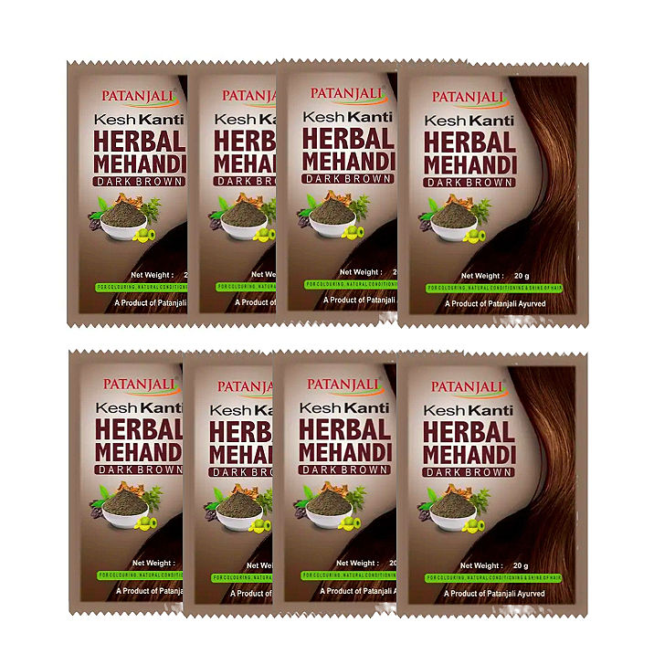 Patanjali kesh Kanti herbal Dark Brown mehandi 20g each pack of 8.