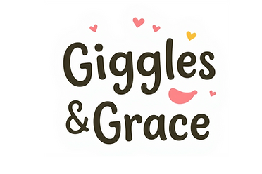 neutral background playful kid inspired logo featuring my brand name 'Giggles & Grace'_edi