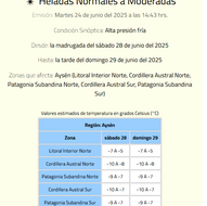 Aviso por Heladas Normales a Moderadas en zonas de la Región de Aysén
