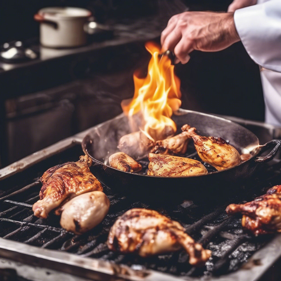 cooking chicken meat on fire with male chef.jpg
