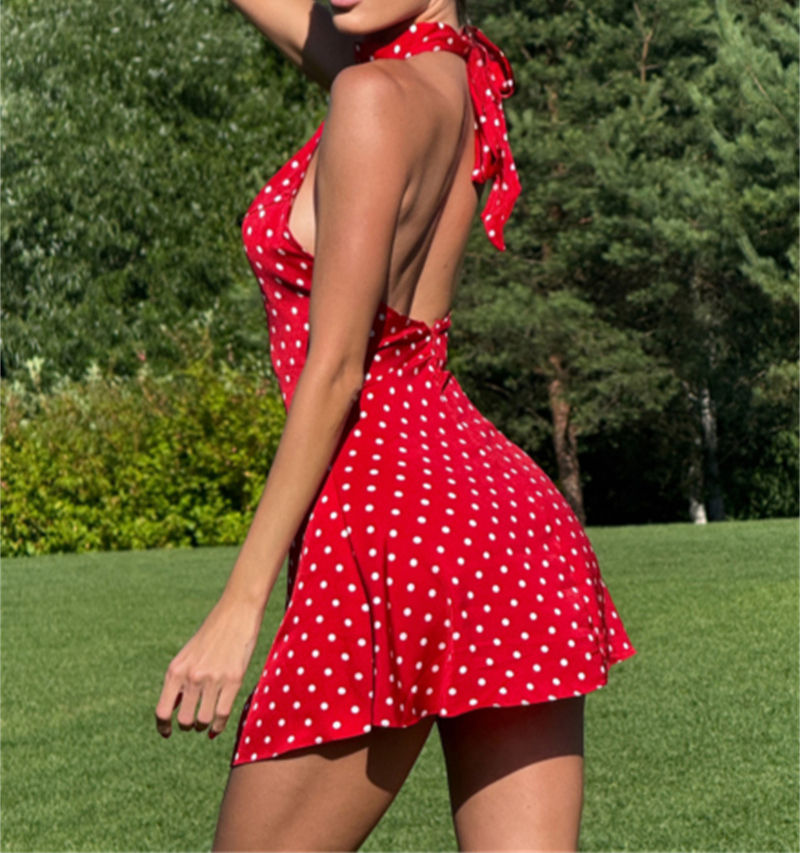 Thumbnail: Polka Dot Halter Mini Dress