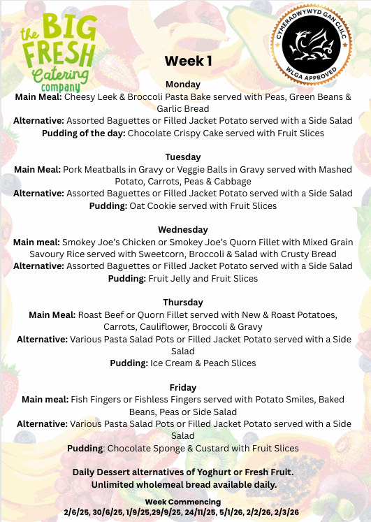 Lunch Menu Week 1