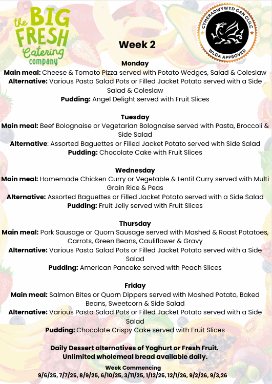Lunch Menu Week 2