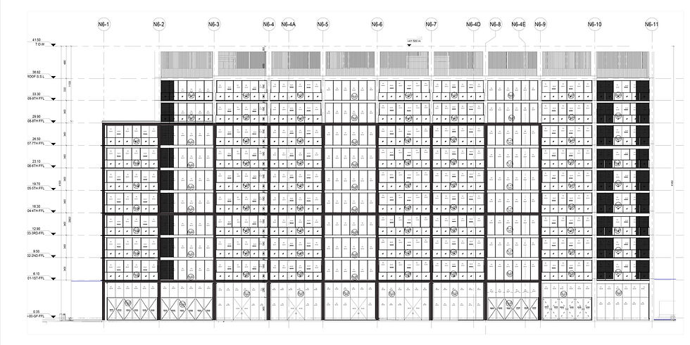 واجهة كيرتن وول زجاج والمنيوم
aluminum and glass curtain wall elevation