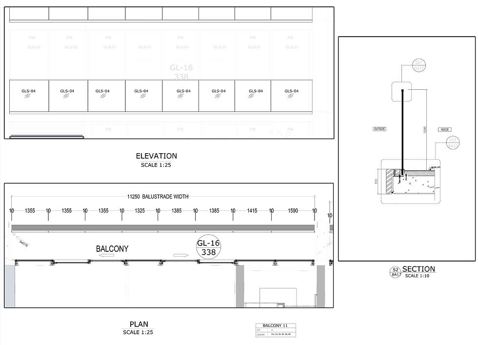 تفصيلة المنيوم وزجاج هاندريل
Aluminum and glass handrail details