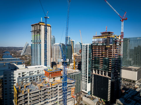Construction on Rainey Street in downtown Austin, Texas