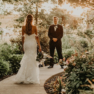 bride and groom at outdoor venue