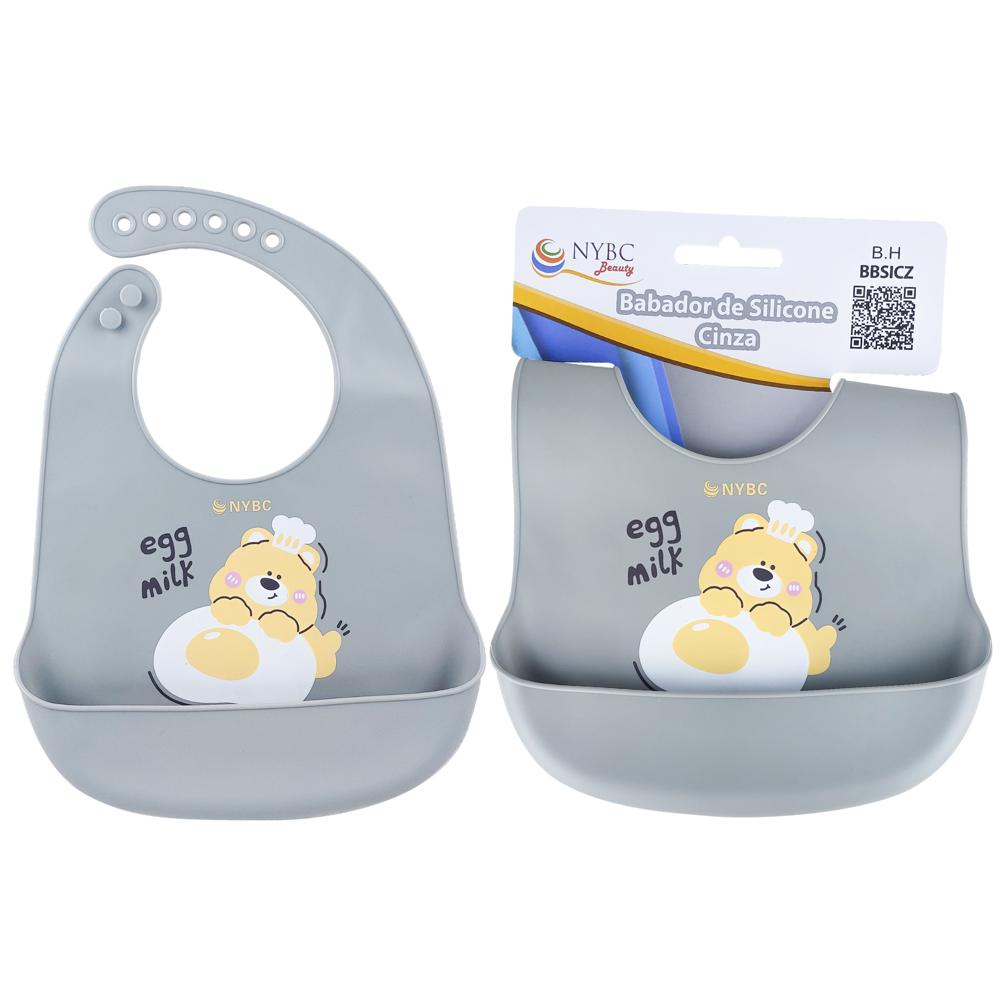 Babador De Silicone Cinza