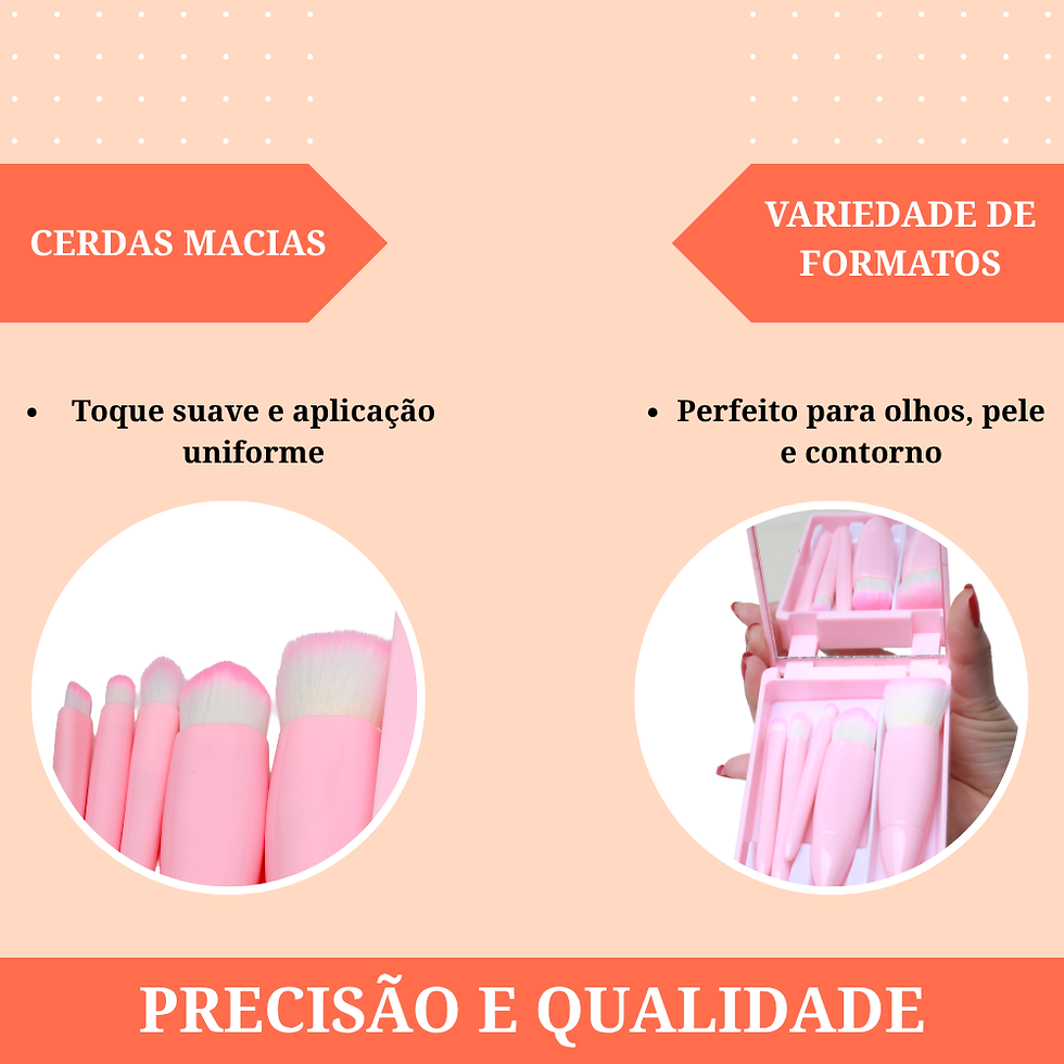 Miniatura: Kit Pincéis de Maquiagem Pink com Espelho