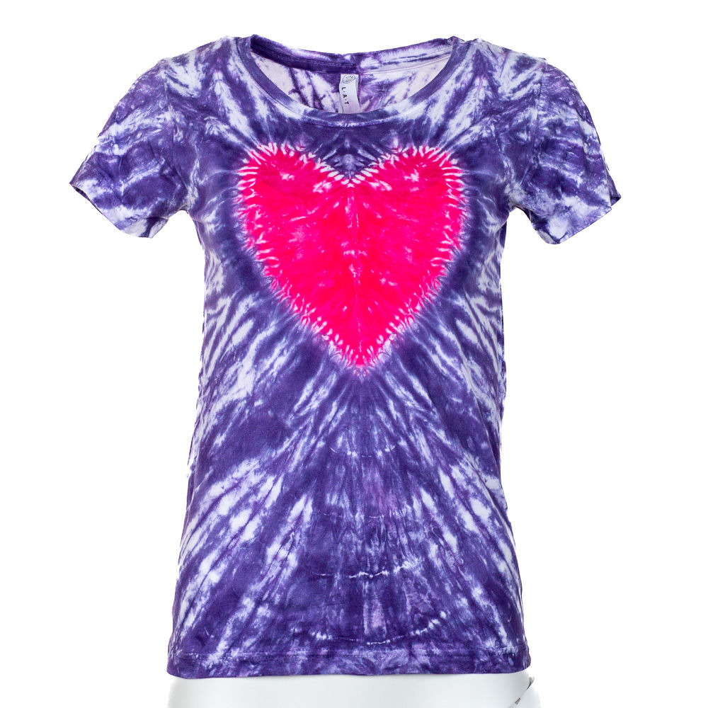 Ladies XS Purple t-shirt with pink heart