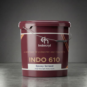 INDO 610 Epoxy Screed kit including resin, hardener, and graded aggregates for heavy duty flooring.