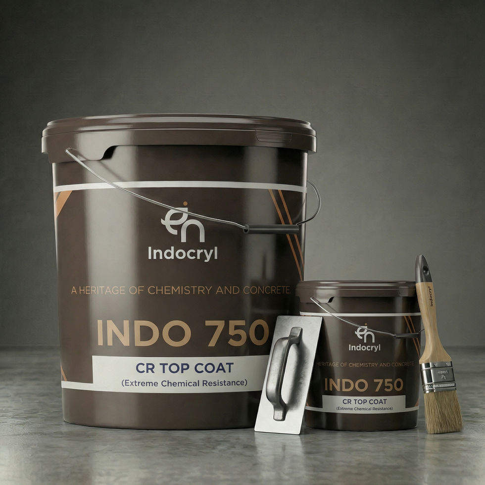 Industrial flooring contractor applying chemical resistant INDO 750 coating in a containment area.