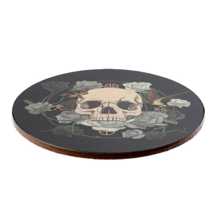 Thumbnail: Set of 4 Cork Novelty Coasters - Skulls and Roses