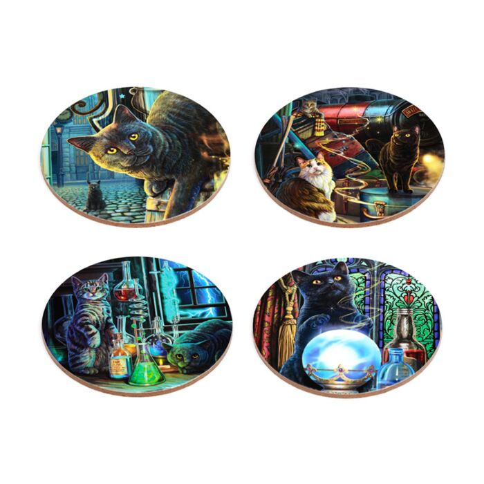 Thumbnail: Set of 4 Cork Novelty Coasters - Lisa Parker Magic Cats (New 2025)