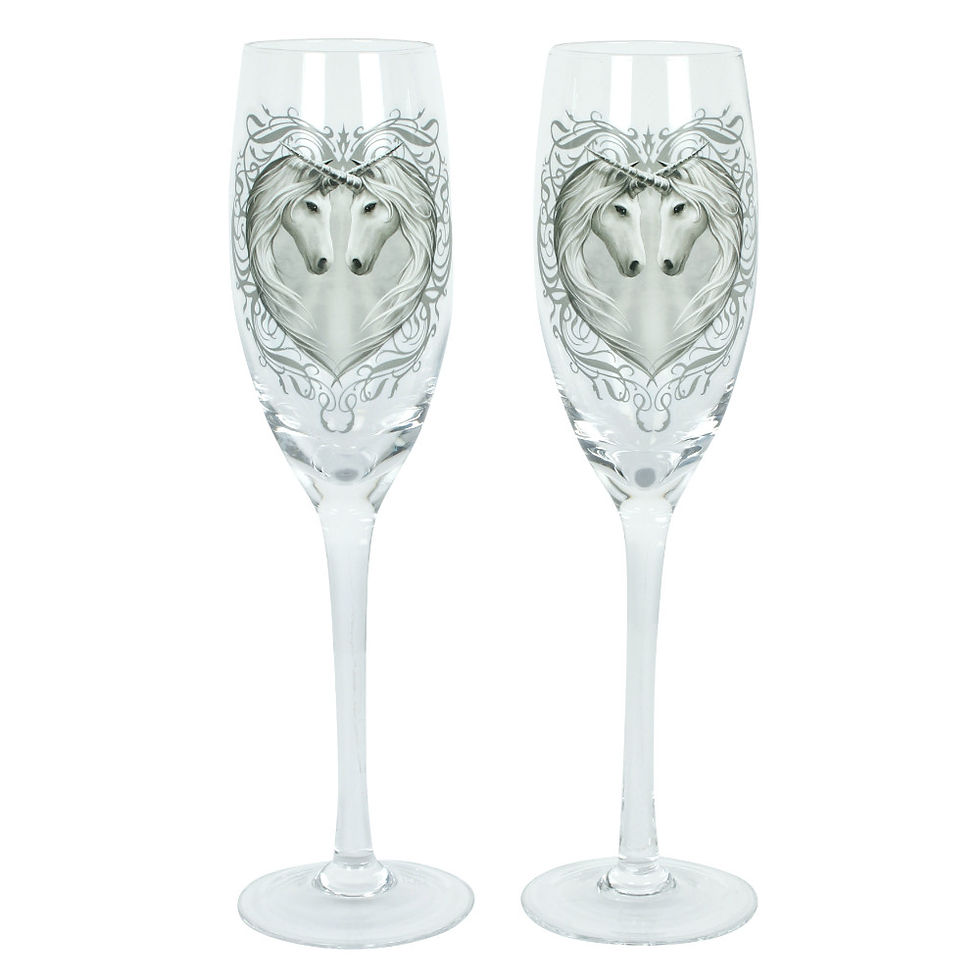 Two Unicorn Champagne Flutes