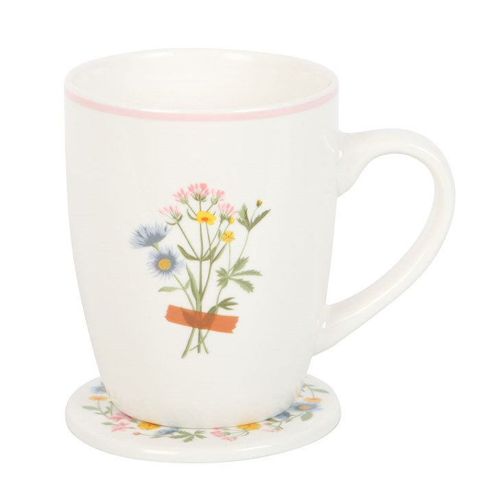 Thumbnail: Floral mug and coaster set