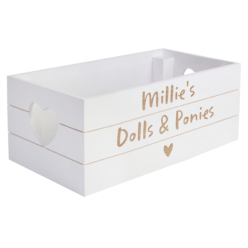 Thumbnail: White wooden Millie's Dolls & Panies crate