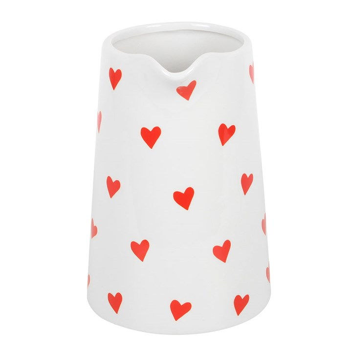Thumbnail: White ceramic jug with red hearts