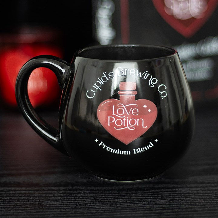 Black mug with 'Love Potion' design