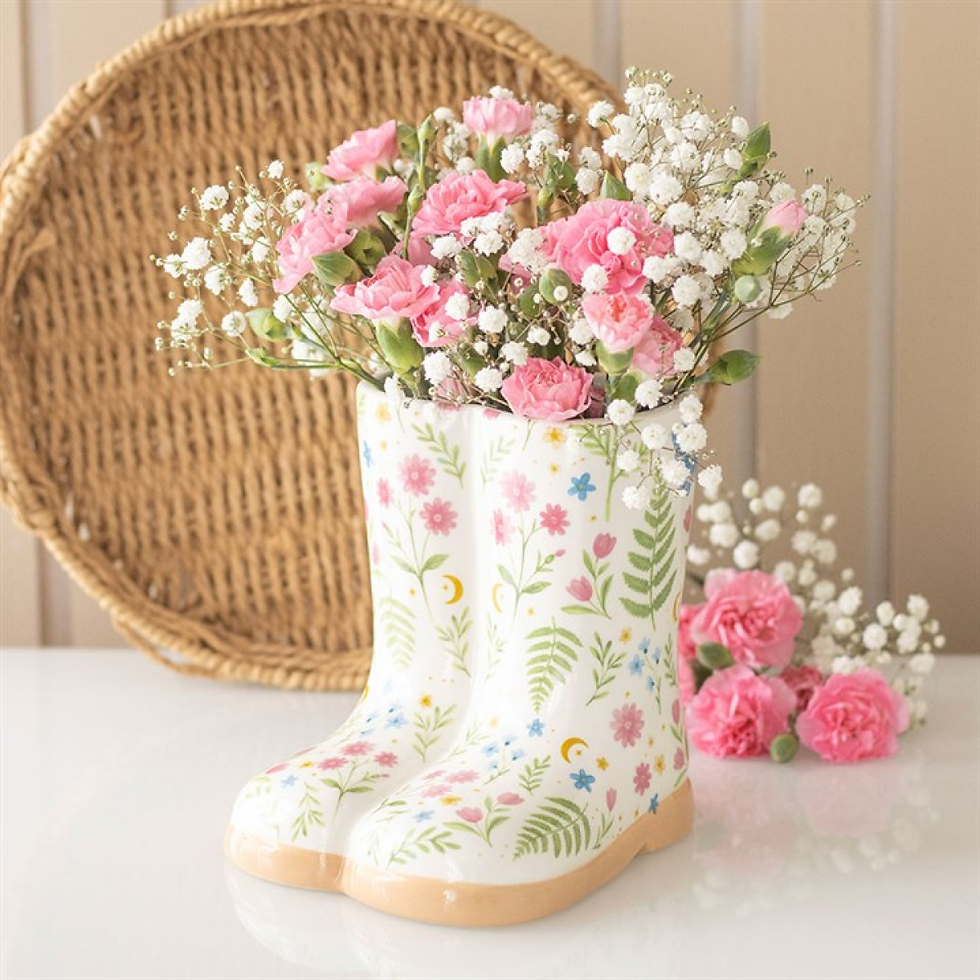 Thumbnail: Luna Bloom Floral Print Welly Boot Planter