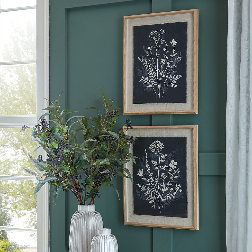Thumbnail: Flora & Fauna Collection Grove On Linen In Beaded Frame