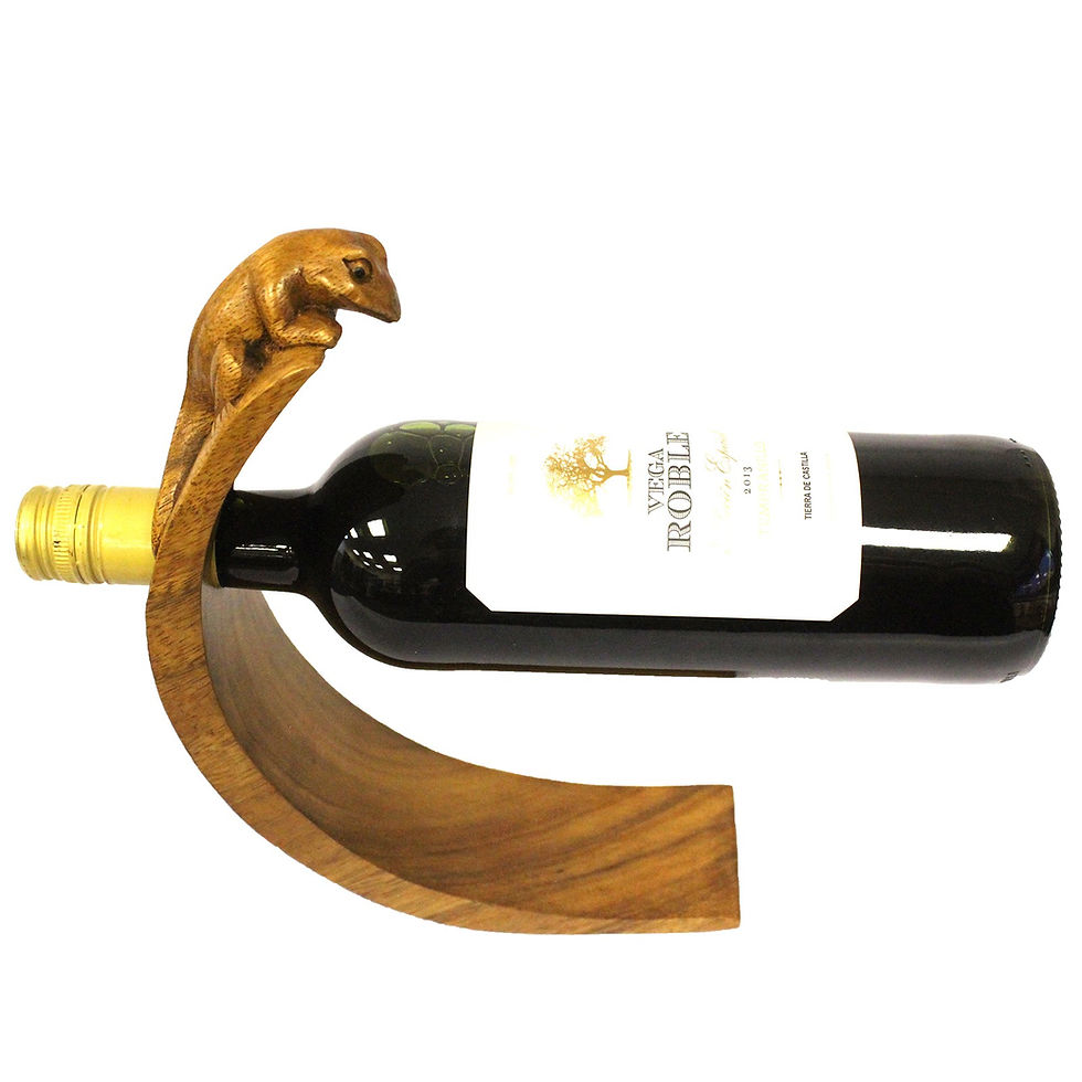 Thumbnail: Wooden wine bottle holder, carved bear