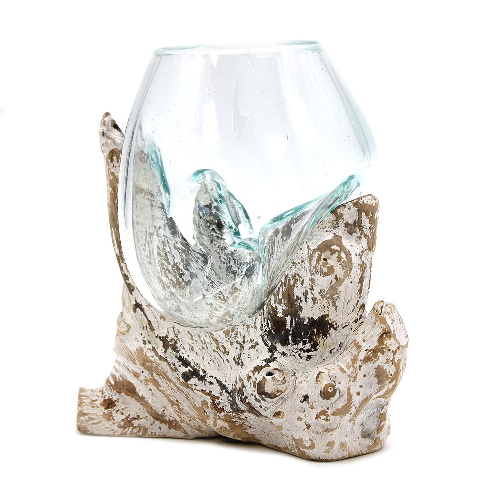 Thumbnail: Molten Glass on Whitewash Wood - Medium Bowl