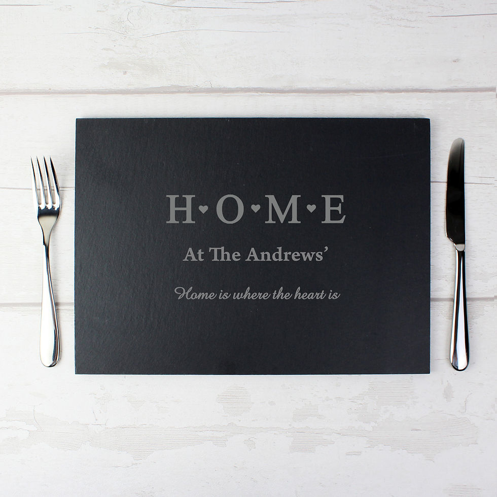 Thumbnail: Personalized slate placemat: HOME At The Andrews' Home is where the heart is