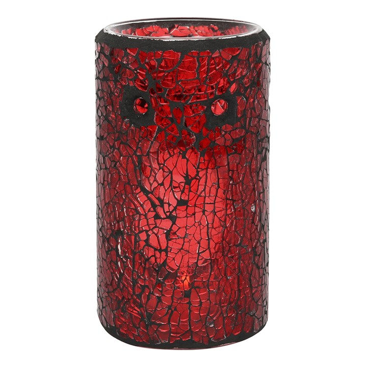 Red crackle glass LED candle