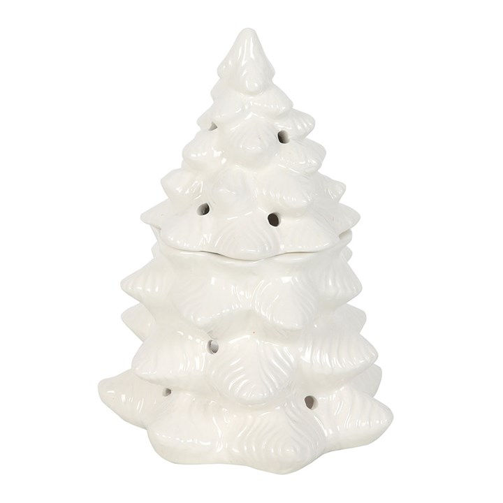 White ceramic Christmas tree oil warmer