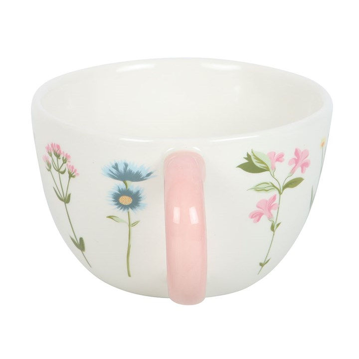 Thumbnail: Floral teacup with pink handle