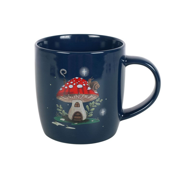 Thumbnail: Dark blue mug, mushroom house design