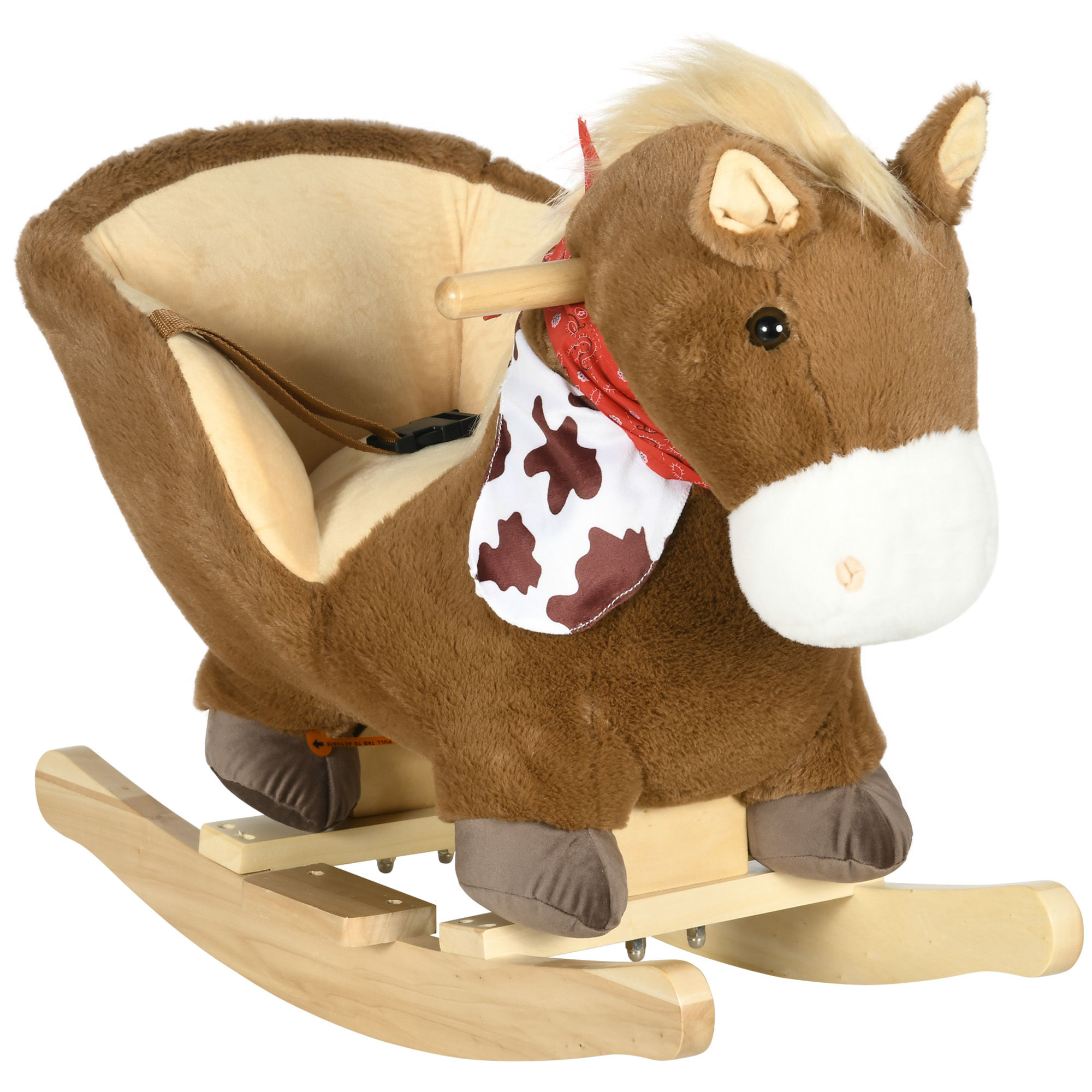 Brown plush rocking horse toy