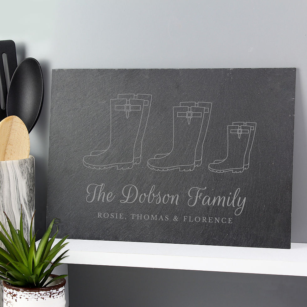 Personalized slate cutting board: The Dobson Family, Ruth, Thomas, Florence