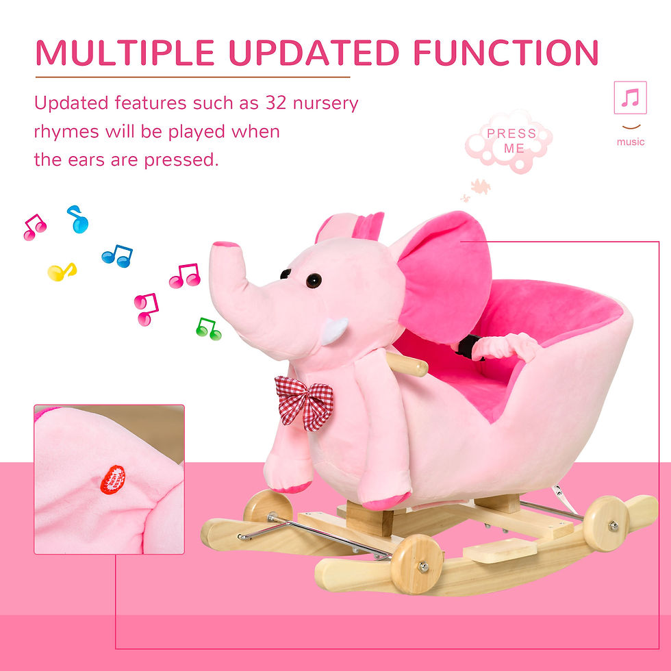 Thumbnail: Pink elephant rocking horse toy, multiple updated functions