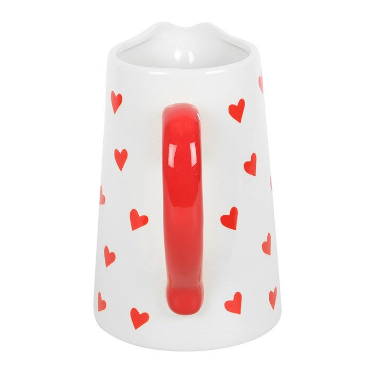 Thumbnail: White ceramic creamer, red hearts