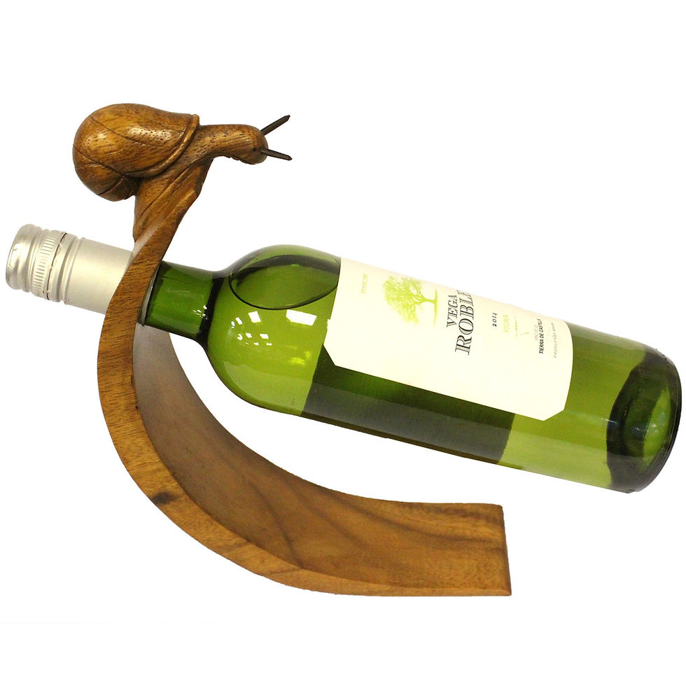 Thumbnail: Snail-shaped wooden wine bottle holder