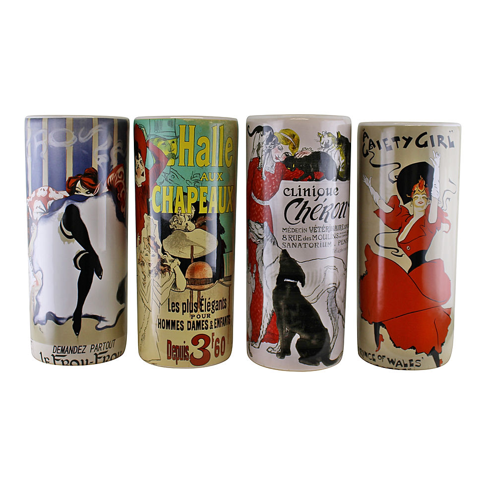 Thumbnail: Four vintage poster art vases