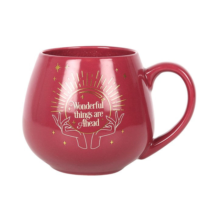 Thumbnail: Red mug, "Wonderful things are ahead" text