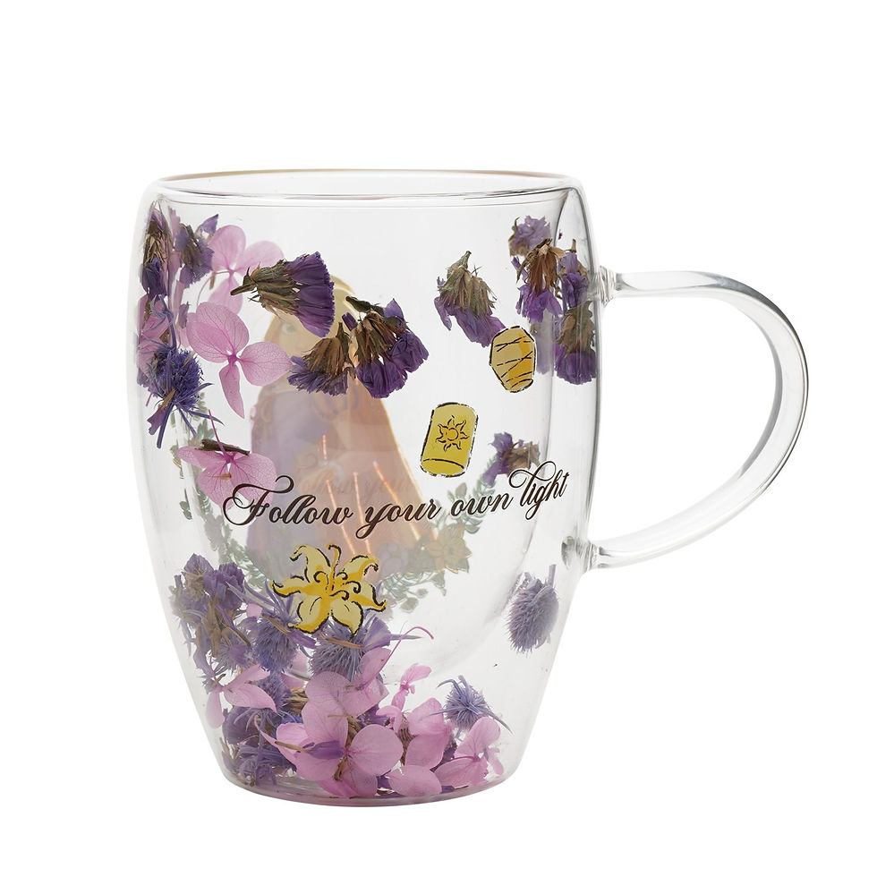 Thumbnail: Disney Pastel Princess Floral Decorative Glass Mug - Rapunzel