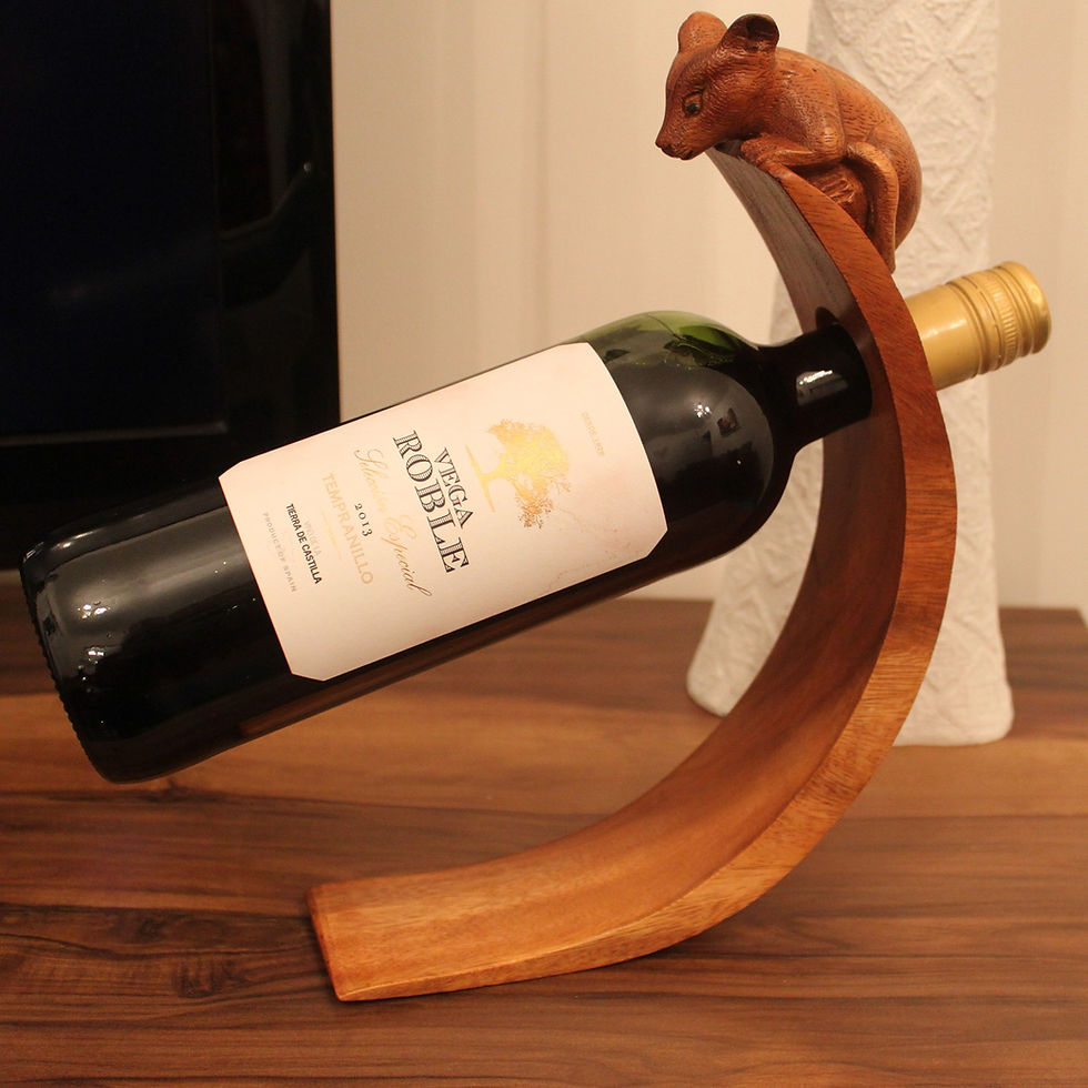 Thumbnail: Wooden wine bottle holder with mouse design