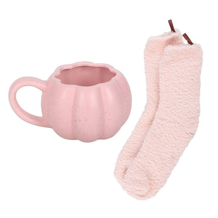 Thumbnail: Pink Pumpkin Mug and Socks Set
